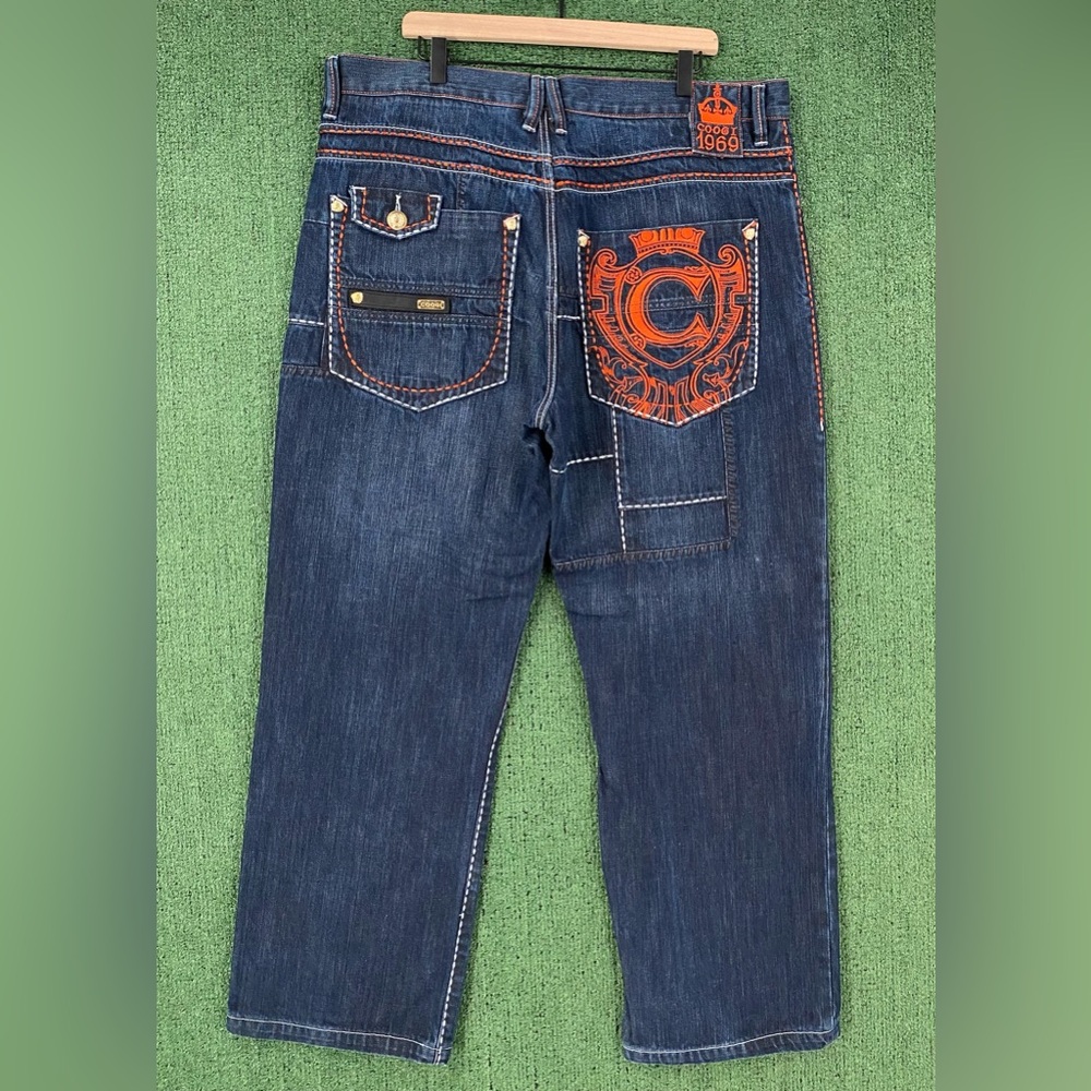 Coogi Australia 1969 Orange Embroidered Embellished Baggy Jeans Men’s Size 40
